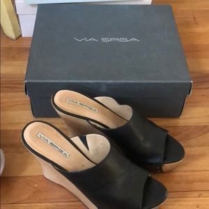 Via Spiga wedge black open toe